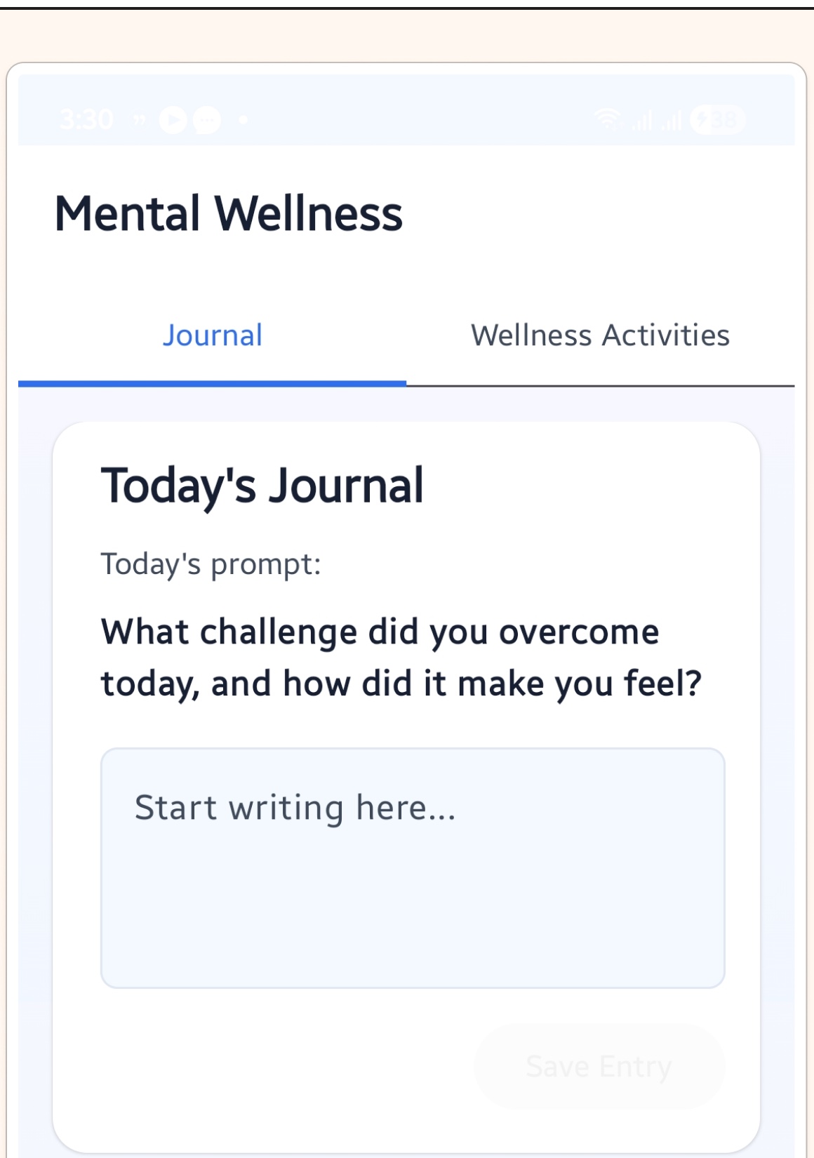 Learnzy journal with a daily reflection prompt